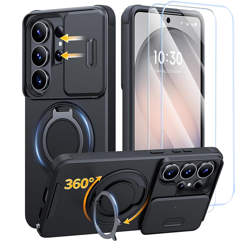 TEMU Phone Case - Phone Case: 3pcs Set [1pc Phone Case And 2pcs Hd Tempered Films], With Ring Holder And Magnetic Bracket Function, Suitable For