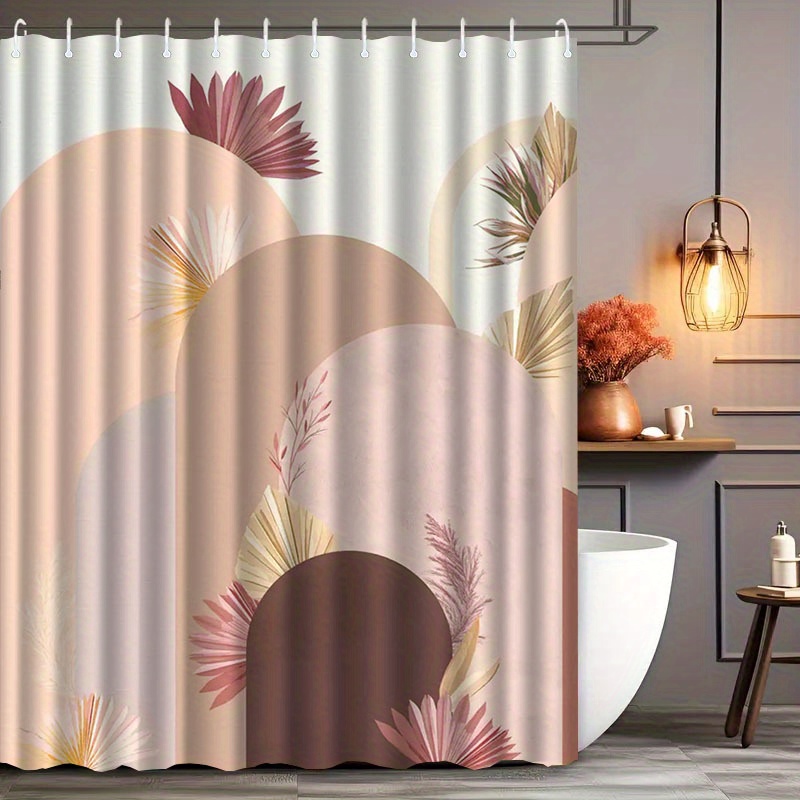 TEMU 1pc Simple Pattern Shower Curtain With Hook, Water-washing Shower Curtain, Bath Partition, Bathroom Accessories, Home Decoration