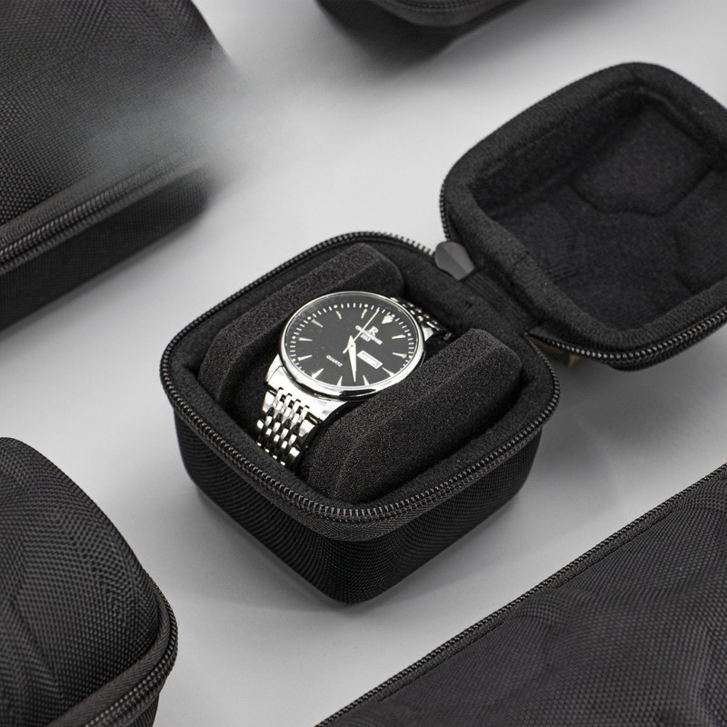 TEMU 1pc Watch Storage Box - Portable Storage Pouch, 1 Slot, Decorative, Protective Case, Eva Material, Watch Pouch, Watch Not Included, Black