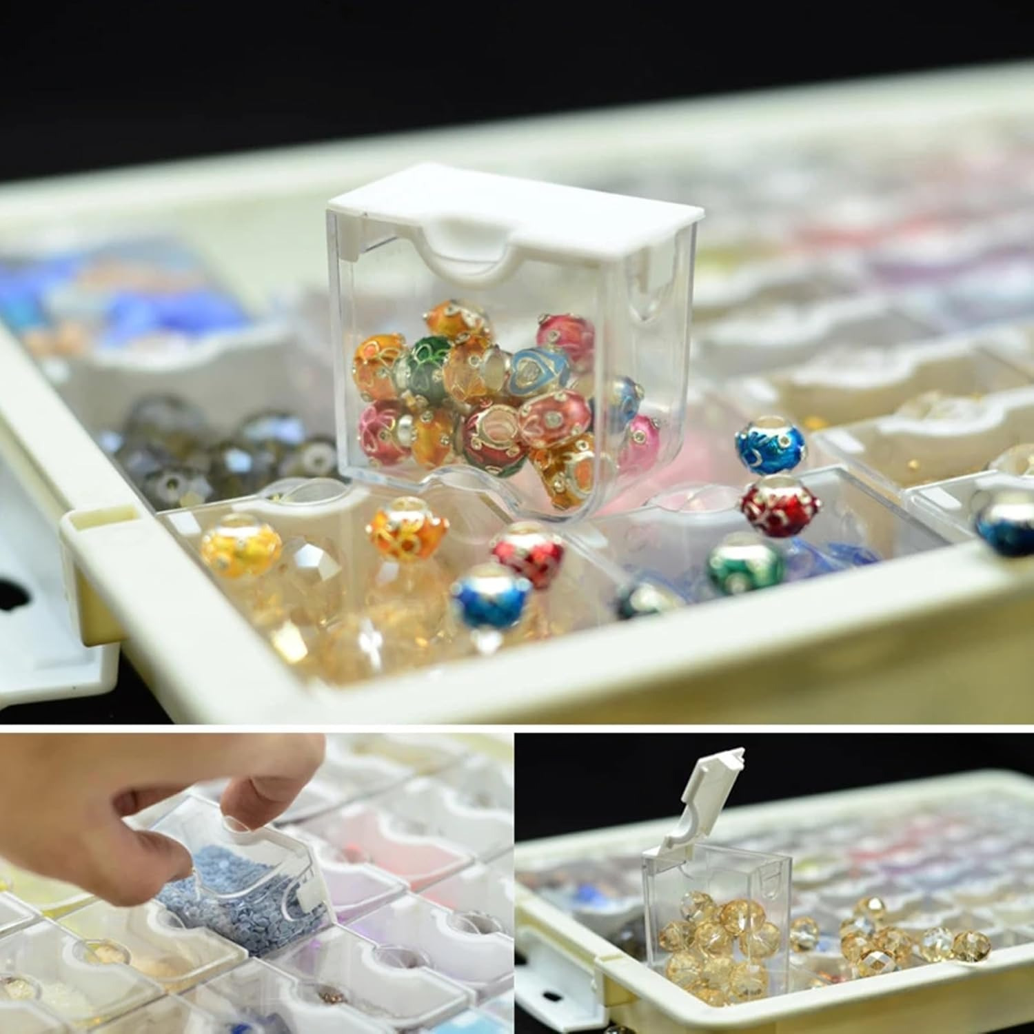 1 set bead storage solutions   50 clear removable bead storage containers with   lid plastic bead organizer box for nail art   jewelry jewelry organizer box Product details 4