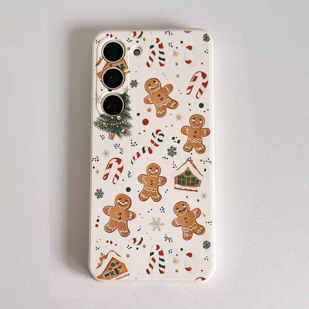 TEMU Phone Case: Christmas Tree Gingerbreadman Snowflakes Sticks Pattern Phone Case For Galaxy S22/s22 /s22 Ultra/s23/s23 /s23 Fe/s23 Ultra/s24/s24