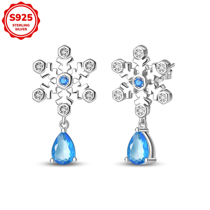 925 Sterling Silver Women's Hypoallergenic Frost Flower Earrings, Exquisite Earrings, Elegant Gift For Her