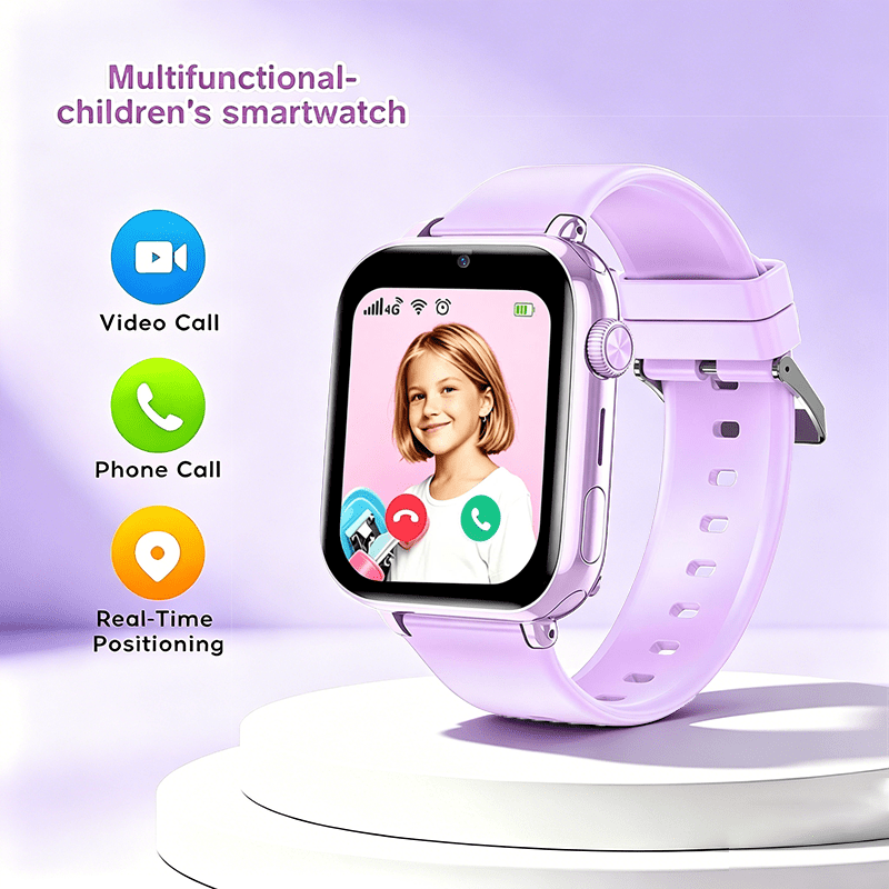 Kids Smartwatch, 4G Smartwatch met Telefoongesprek & GPS, Wifi Video Bellen Voice Messenger, SOS Alarm, Dagelijkse Activiteit Tracker, Wekker, School Lock Mode, Interactieve Games, Kerstcadeau voor Meisjes Jongens