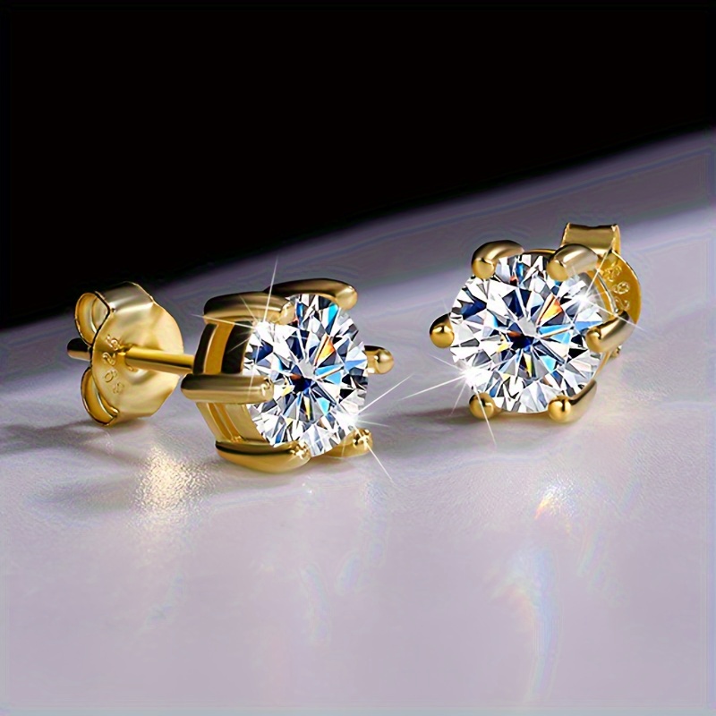 Women's Sparkling 925 Silver Moissanite Stud Earrings