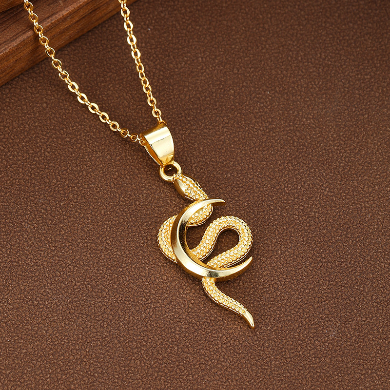 Women's Vintage Gothic Snake & Moon Pendant Necklace