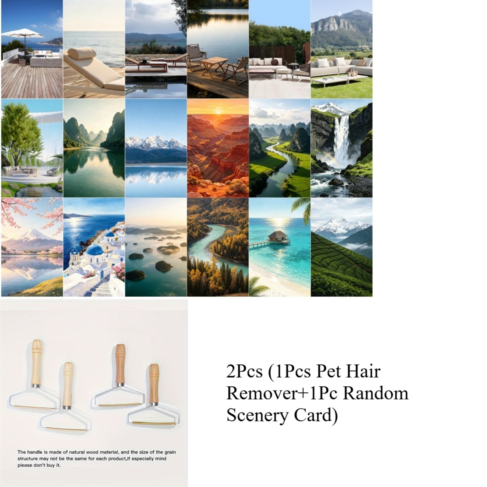 TEMU 2pcs (1pc Pet Hair Remover+1pc Random Scenery Card) - A Versatile For Cleaning Various Fabrics And Carpets, Designed For Deep Hair Removal From