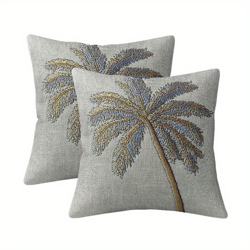TEMU 2pcs Coconut Tree Pattern Throw Pillow Covers, Decorative Pillow Covers For Indoor Living Room Bedroom Sofa, Outdoor Sofa Decorative Pillow