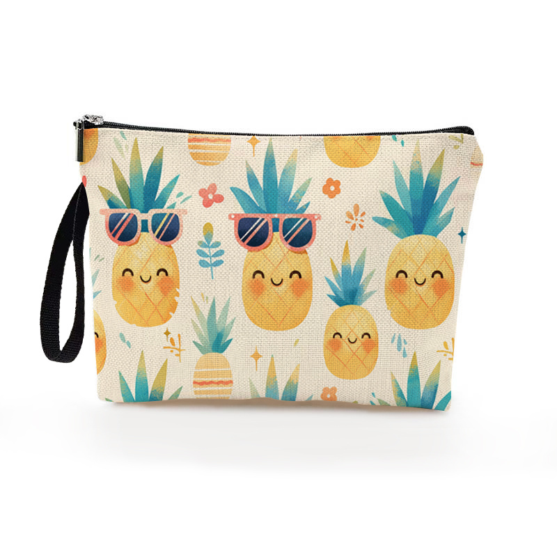 TEMU Fashionable Print Cosmetic Bag For Women, Polyester, Unscented Zippered Pouch, Ideal For & Daily Use, Perfect Gift For Ladies, With 6.7" X 9.9" Size