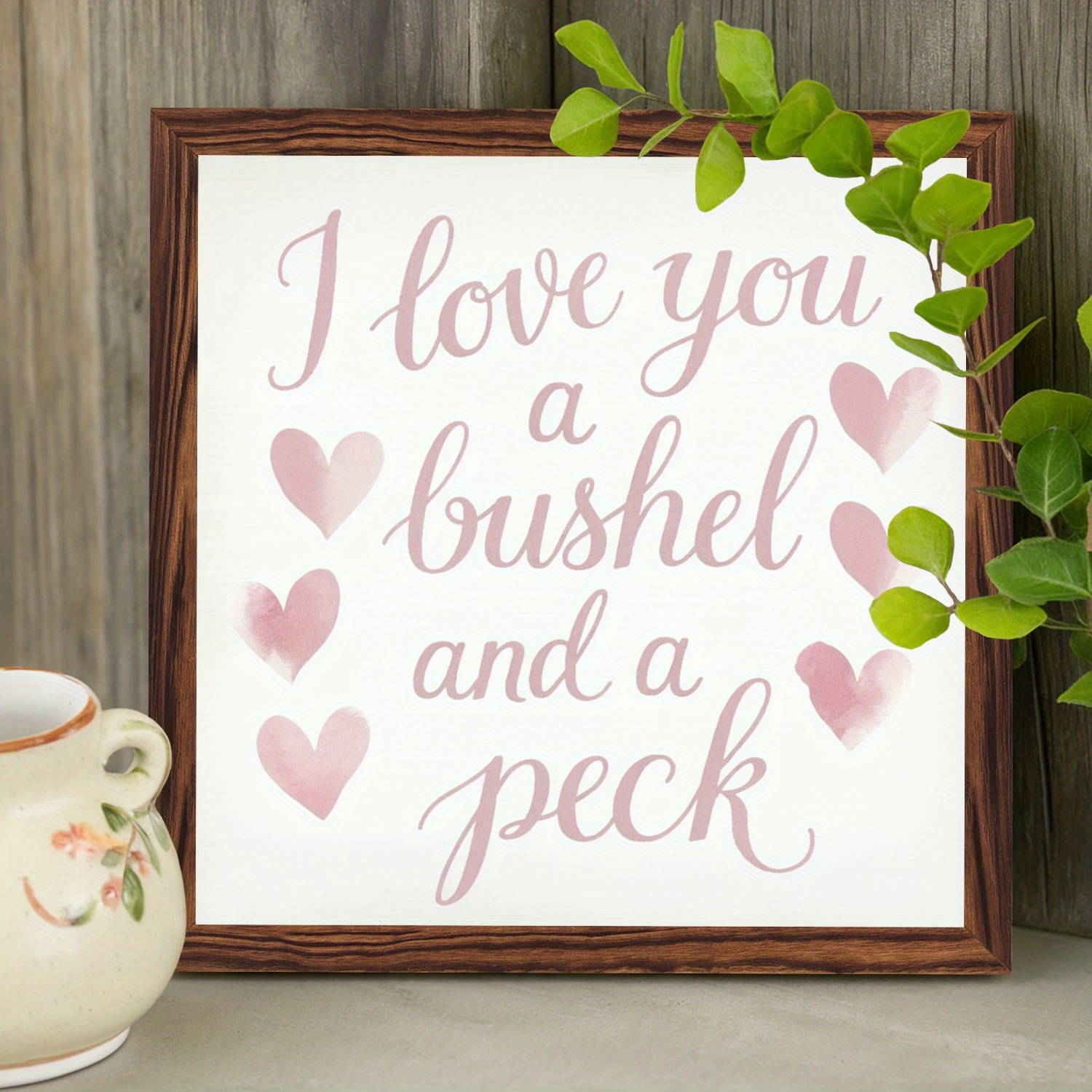 

1pc, I Love You A And A Peck Wood Sign Valentine's Day Decor Signs Valentine's Day Gift Valentine's Day Romantic Desktop Decoration Inspirational Art Gift For Your Wall Sculptures 8x8 Inch