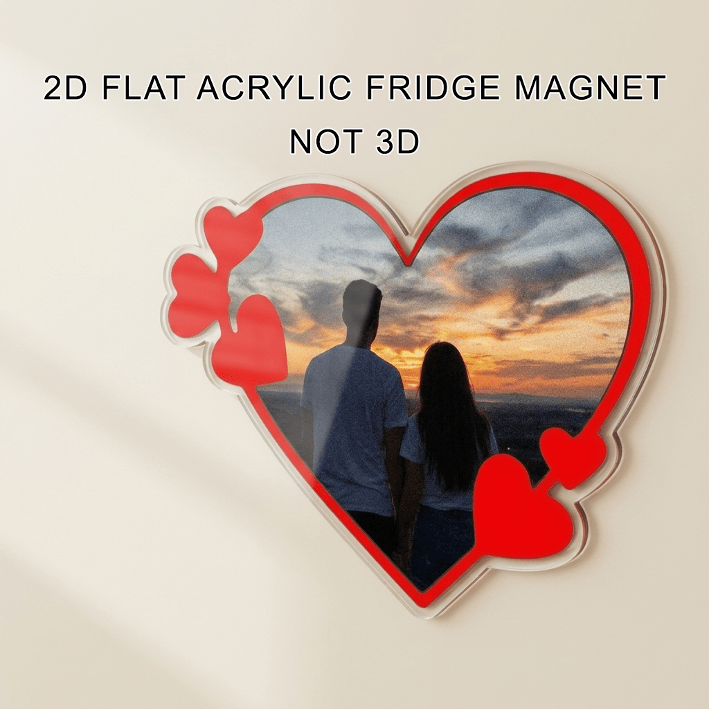 TEMU 1pc Personalized Couple Photo Magnet - Custom Heart-shaped Acrylic Frame Suitable For Fridge, Picture Holder For Photos, Valentines Wedding