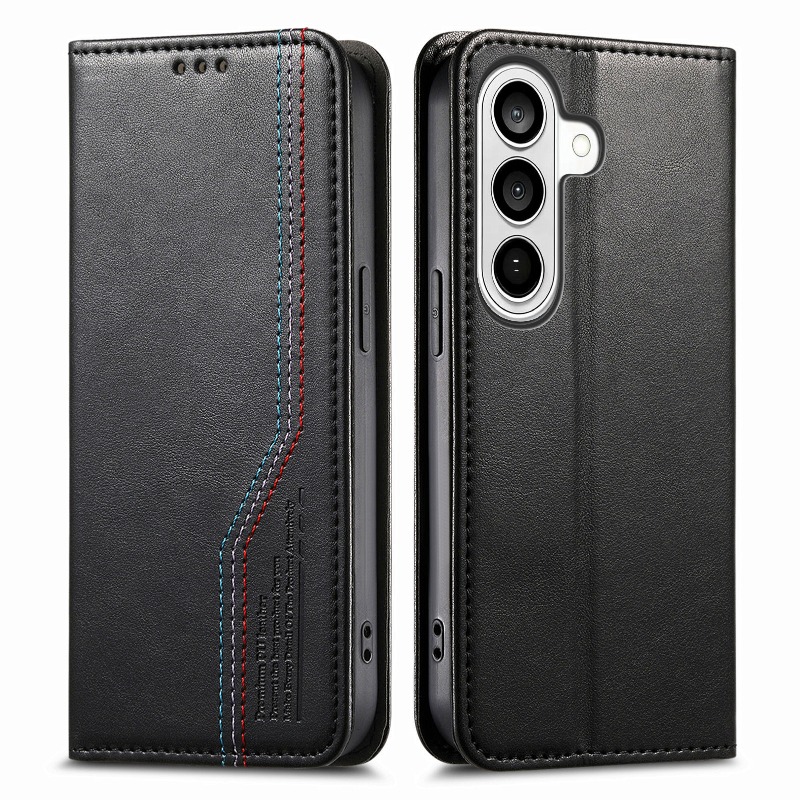 TEMU Phone Case - Business 3-color Thread Pair Protective Case, 3-slot Interior With Lanyard Anti-drop Anti-theft Faux Leather Phone Case, Suitable