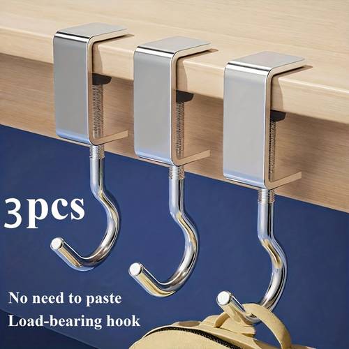 3 pack adjustable bag hook nail free table edge hook office cubicle card holder book bag shoulder bag storage artifact portable desktop hook suitable for desks school desks and office desks