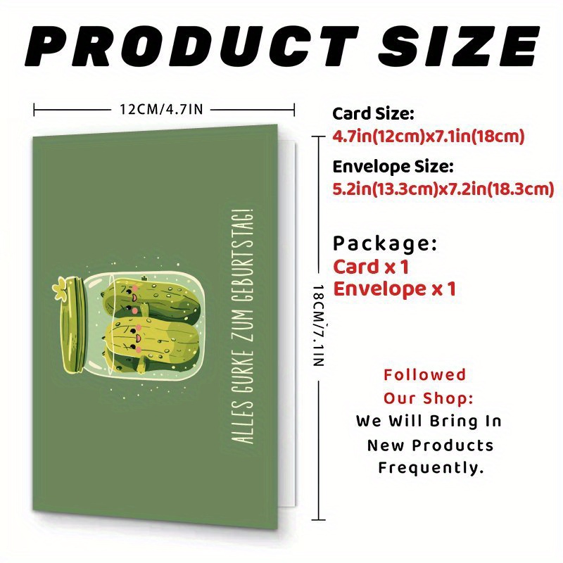 1pc German Pickle-themed Birthday Card, Everything's Pickle For Your Birthday, Ideal Present For Or Anyone, With An Envelope