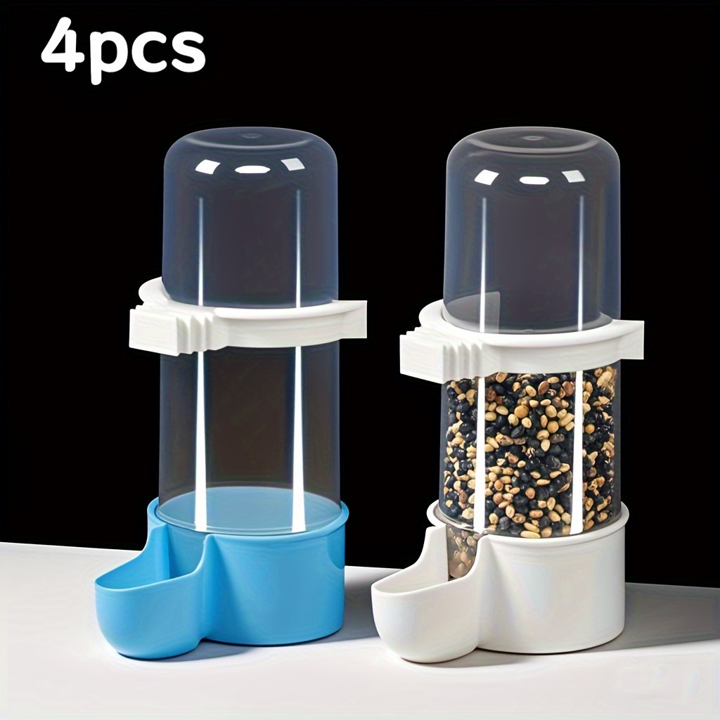 Automatic Bird Water Dispenser And Feeder, 4/2pcs, Made Of Transparent Pp Material, Ideal For Parrot And Finch Cages, Durable Bottles For Feeding And Watering, Without Battery