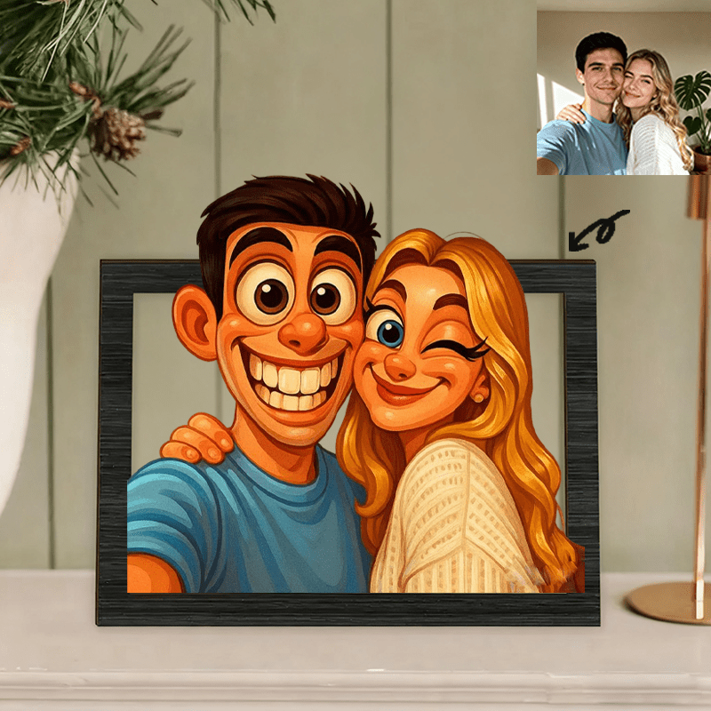 TEMU personalizzato 2D piatto con foto in acrilico, stile cartone animato divertente - Design da IA, personalizzata in acrilico, per San, matrimonio,