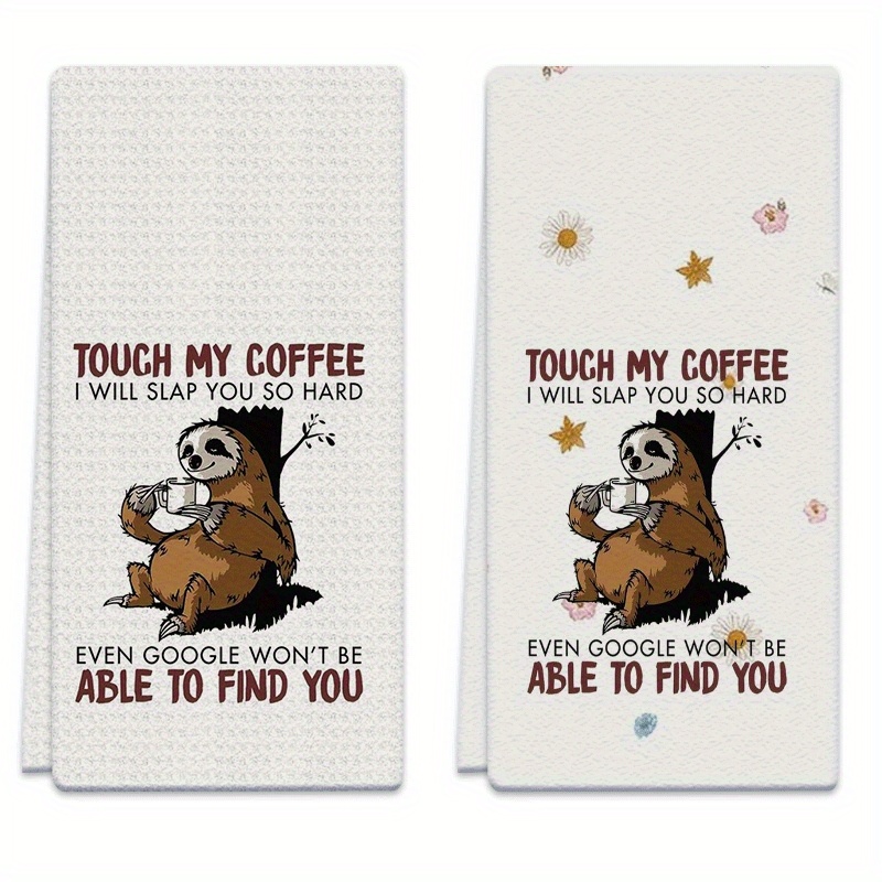 TEMU 2pcs Dish Towels 18x26 Inches Featuring , Coffee Cups, And Text. Microfiber Absorbent Kitchen Towels Are Suitable For , Baking, Bathroom