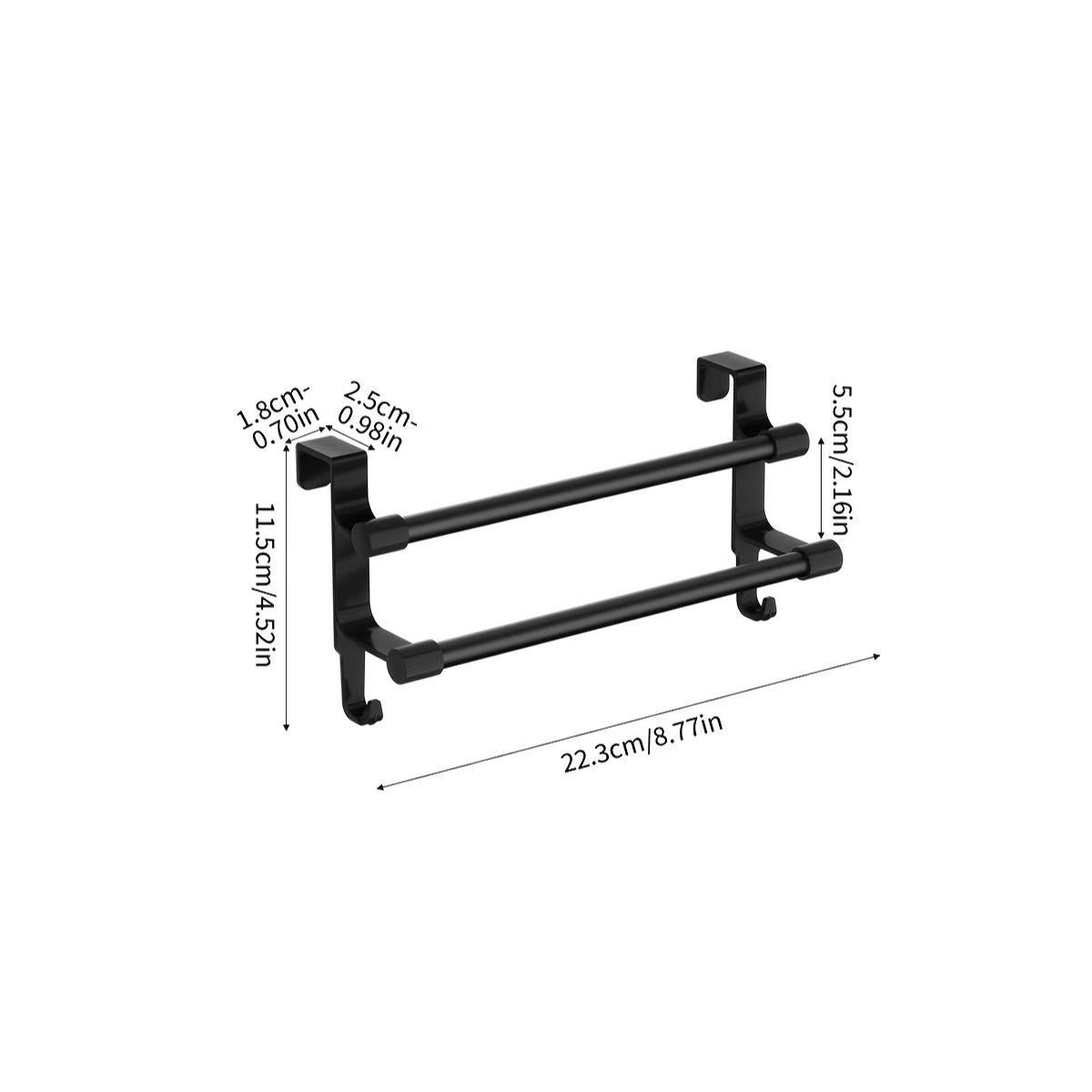 TEMU 1pc Over-cabinet Door Towel Rack, Stainless Steel Towel Holder With Side Hooks, No-drill Hanging Kitchen Towel Bar, For Cabinet Door, Organize