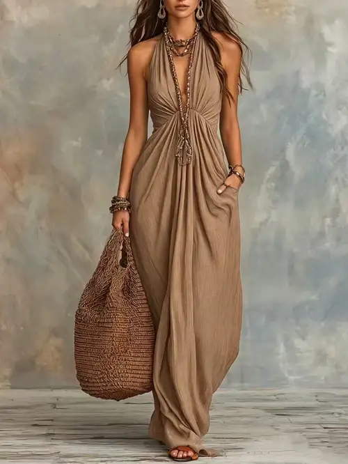 temu maxi dresses sale Women's Elegant Peony Floral Print Long Sleeve Dress