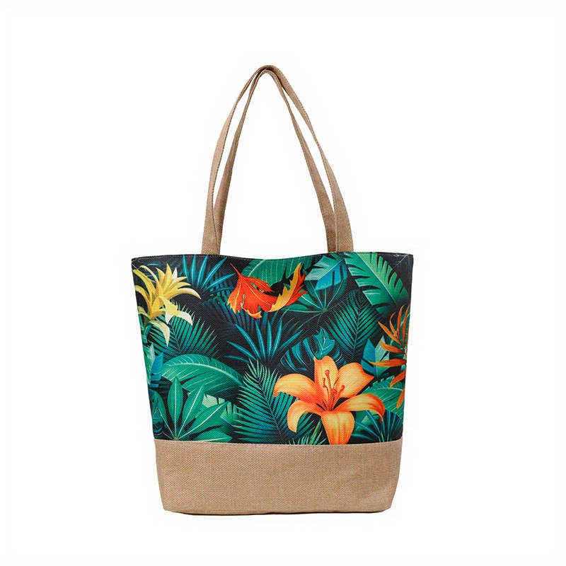 E-shop Tropische Blumen Tote Tasche für Frauen - Stilvolle große Kapazität Schulter Tasche mit lebendigem tropischen Druck, für Reisen, Geschäfte und