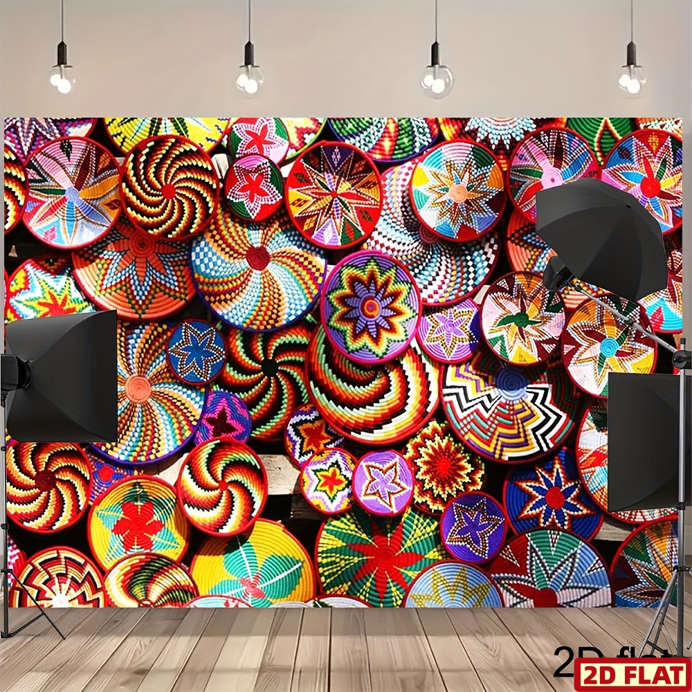 TEMU 2d Flat, 2d Flat - 1pc 2d Flat, 2d Flat - 2d Flat, 2d Flat - 1pc 2d Flat Banner Featuring Baskets As Wall Decor Backdrop - A Traditional African