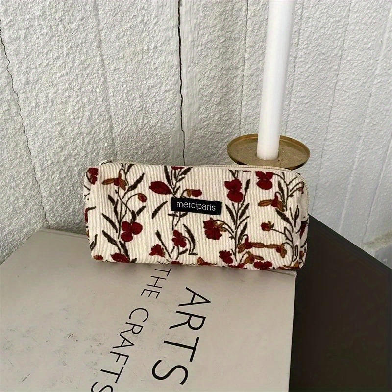 Corduroy Retro Artistic Pencil Case Ins Japanese Student Makeup Bag Storage And Organizing Bag