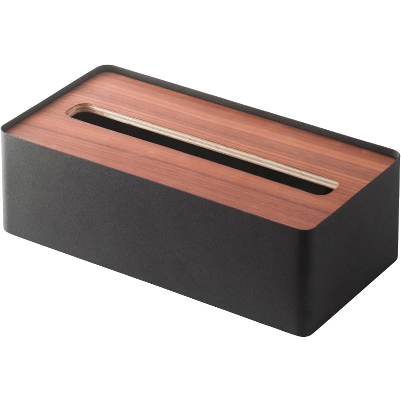 modern rectangular tissue box holder with walnut wood lid -   & natural  ,   tissue dispenser organizer with top storage shelf for bathroom, living room, office - durable metal & wood construction, space-saving design, decorative home storage solution, modern decor accessory, bathroom organizer, kleenex box cover, tissue box cover Product details 1