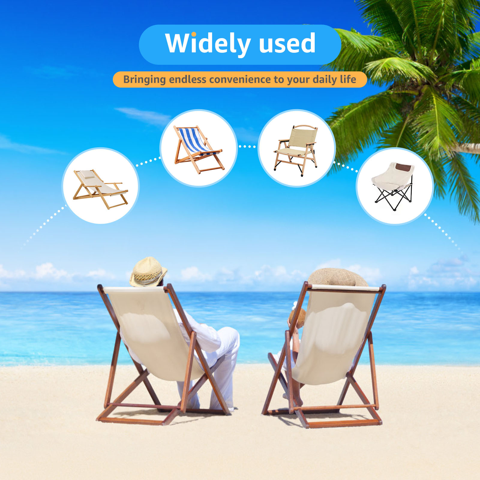 Repuesto De Tela Para Sillas De Playa Y Patio – Poliéster Resistente, 160x43 Cm, Incluye Cuerdas, Soporta 200 Lbs