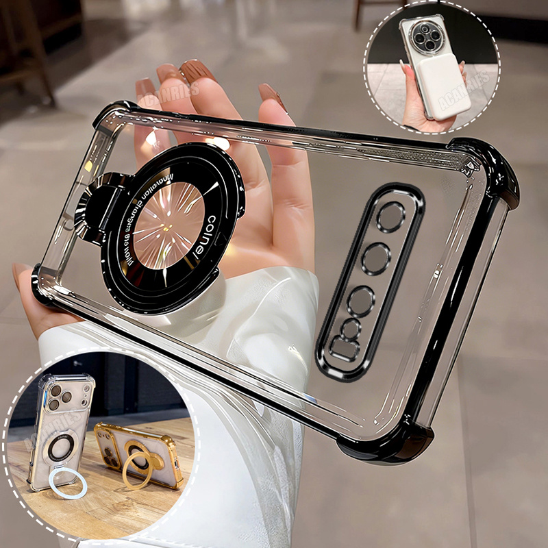 TEMU Phone Case: Acanries 1 Luxury Thin Ring Folding Stand Holder Bracket   1 Plating Clear Shockproof Protective Phone Case For For Galaxy S10 Woman