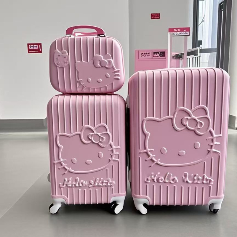 Hello Kitty Pink Hard Shell Expandable Lightweight Luggage Set - Individual Lock, Retractable Handle, Swivel Wheels, Durable ABS Material - Suitable for Travel, Travel Activities, Cute Travel Companion