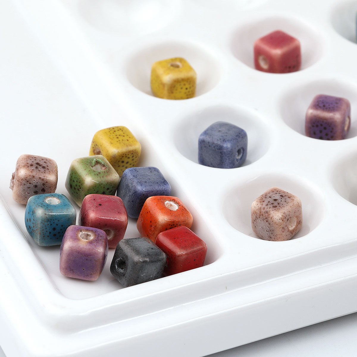 25pcs Vintage Speckled Glazed Ceramic Beads for DIY Jewellery Making