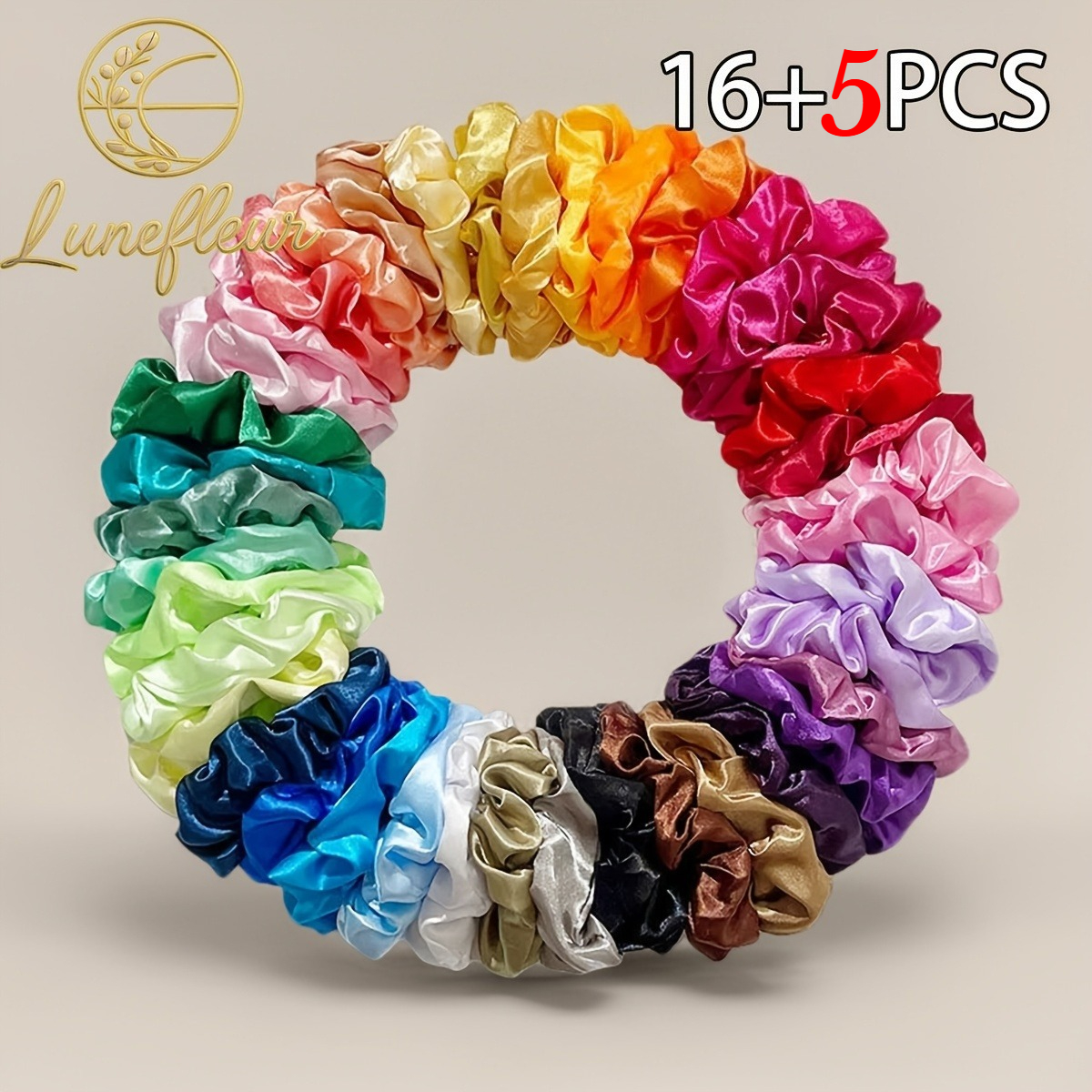 TEMU 21pcs Bonus Satin Scrunchies, 21pcs Chunky Hair Bands, Mixed Thick Hair Ties , Bulk Hair Additions