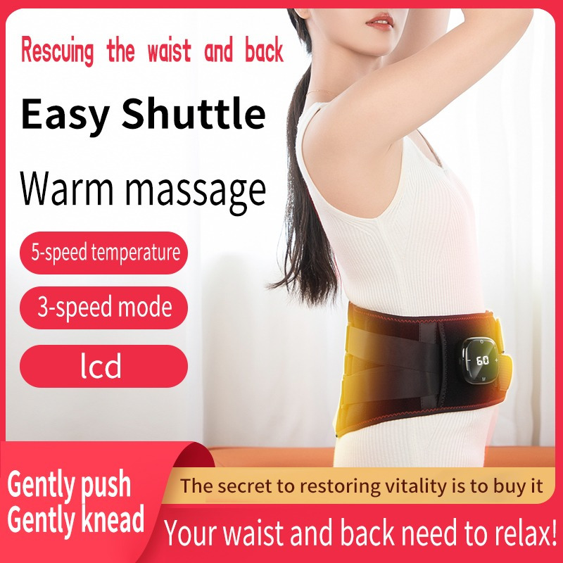 

Portable Electric Waist Massager With Heat & Vibration - 5- Temperature Settings, Adjustable, Usb Rechargeable, 2000mah Battery, Comfortable Unscented Support Belt For - Ideal For Deep