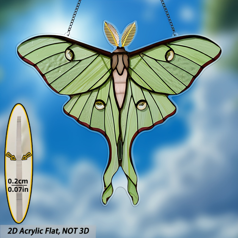 TEMU 2d Flat Printing Green Moth Trapper, Garden Lamp Trapper Size Is 7.87 Inches X7.09 Inches, , Wall Decoration, Bedroom Decoration, Room