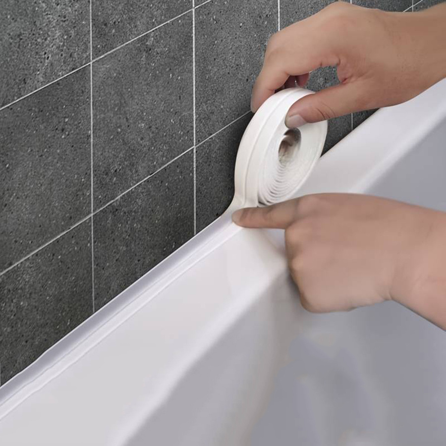 6pcs pvc sealing strips self   waterproof wall stickers for bathroom   bath caulk tape 0 87x196 85 inch white bathroom sealing tape sleek white tape pvc material