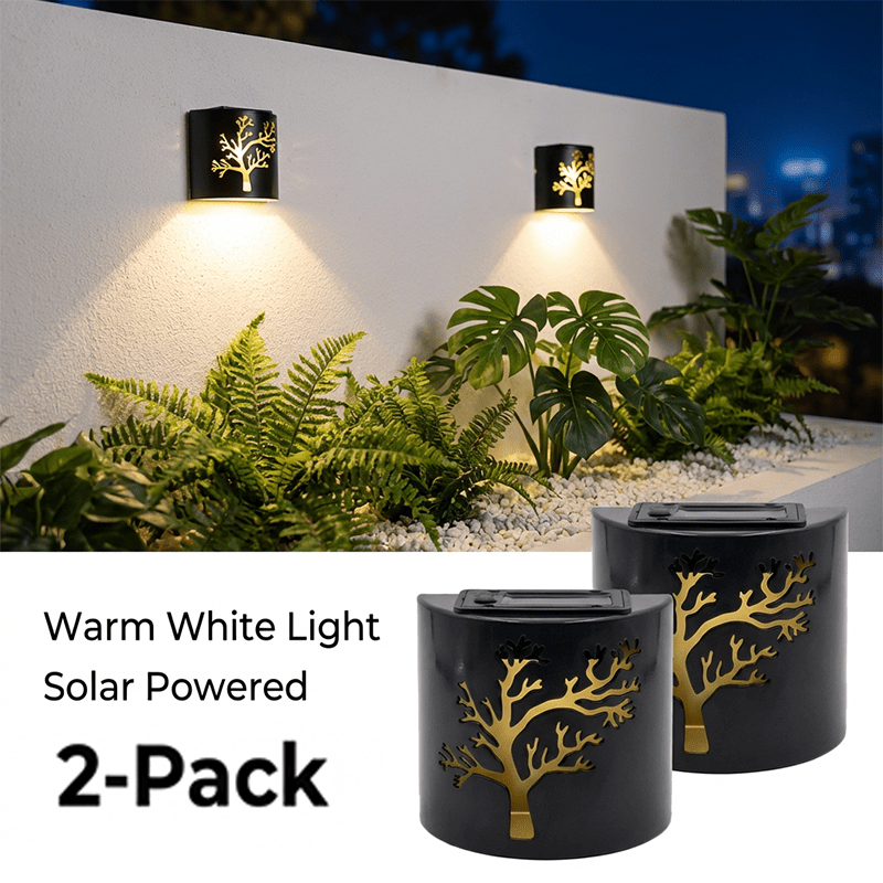 E-shop 2-teiliges Anzug Solarbetriebene Wandleuchten für den Außenbereich, geeignet für Vorgärten, Terrassen, Veranden und Treppen. LED