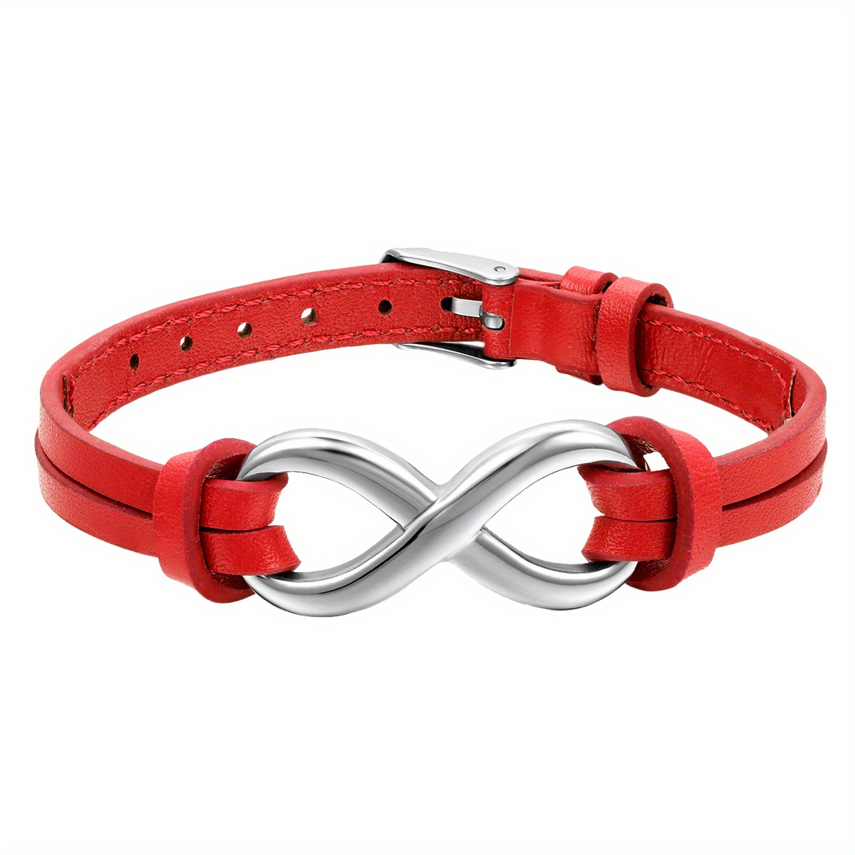 Image of Jewelrywe Stainless Steel Charm Synthetic Leather Bracelet For Men Women 7-8.3 Inch