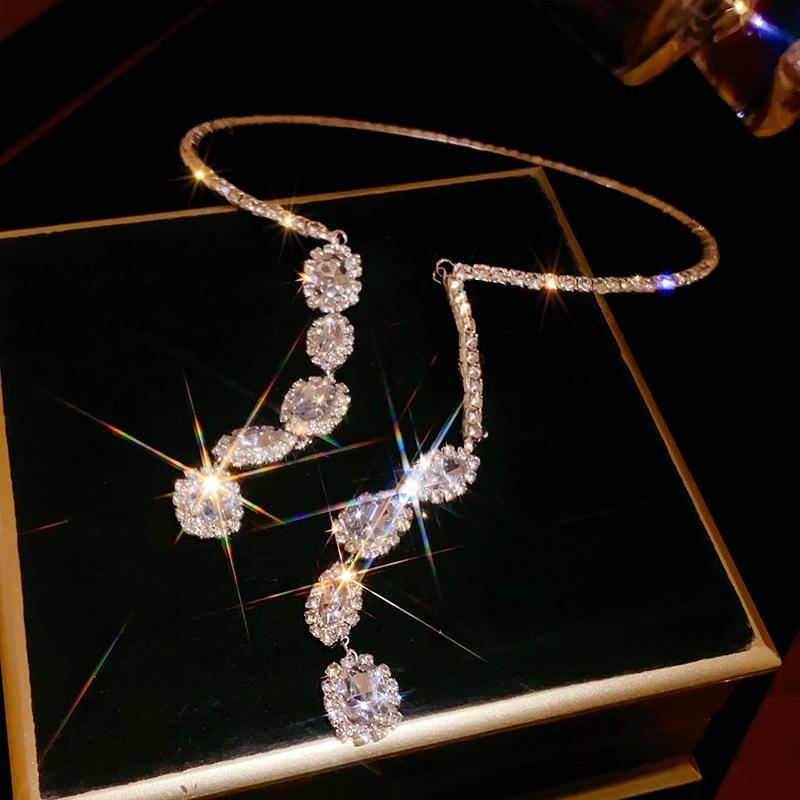 Luxury Bling-bling Teardrop Necklace, Party Accessory