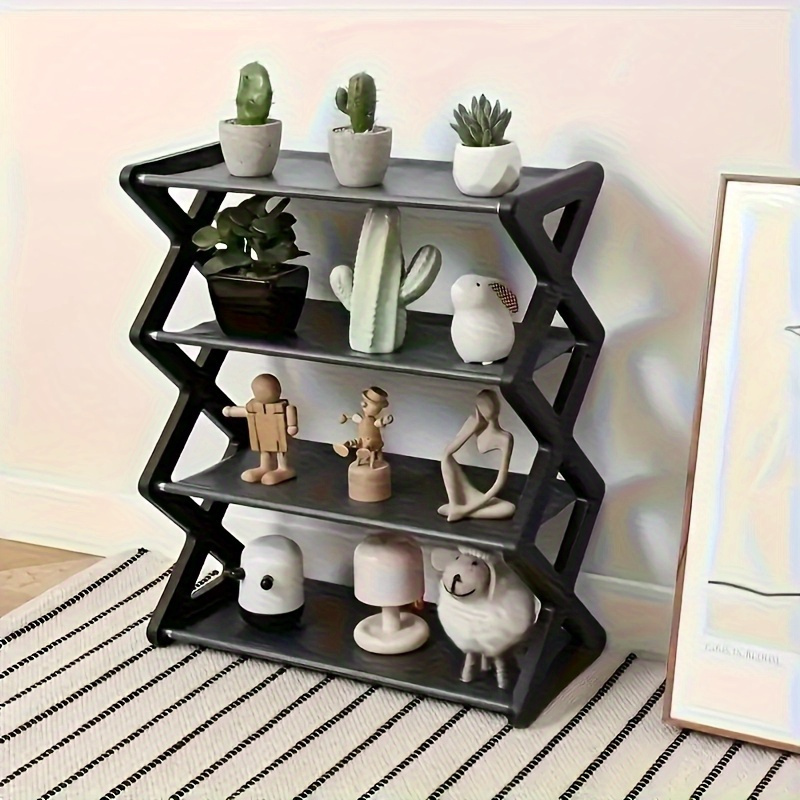   saving x shaped 4 tier shoe rack with a metal frame easy to assemble dustproof multi layer design suitable for   bedrooms and   black steel   details 5