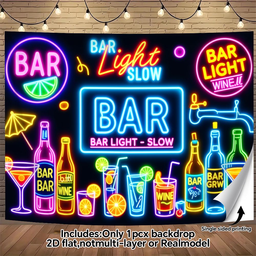 TEMU 2d Flat, 1pc Self-lit Neon Bar Light Sign - No Electricity Needed Suitable For Parties, Weddings, Birthdays, Neon Cocktail Decor With Durable