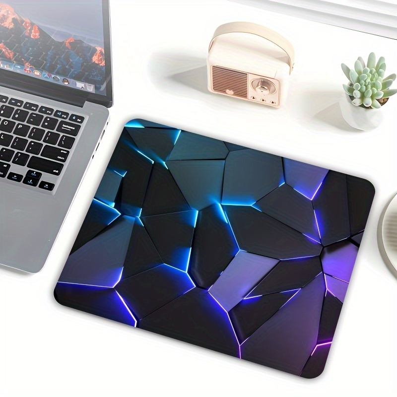 1pc Geometric Print Non-Slip Rubber Base Mouse Pad - Smooth Surface, Blue & Purple Design for Office, Laptop, Desktop - Stylish Desk Accessory, Mouse Pads for Desk, Office Accessory, Sleek Accessory, Modern Aesthetic, Highquality Material, Durable Surface