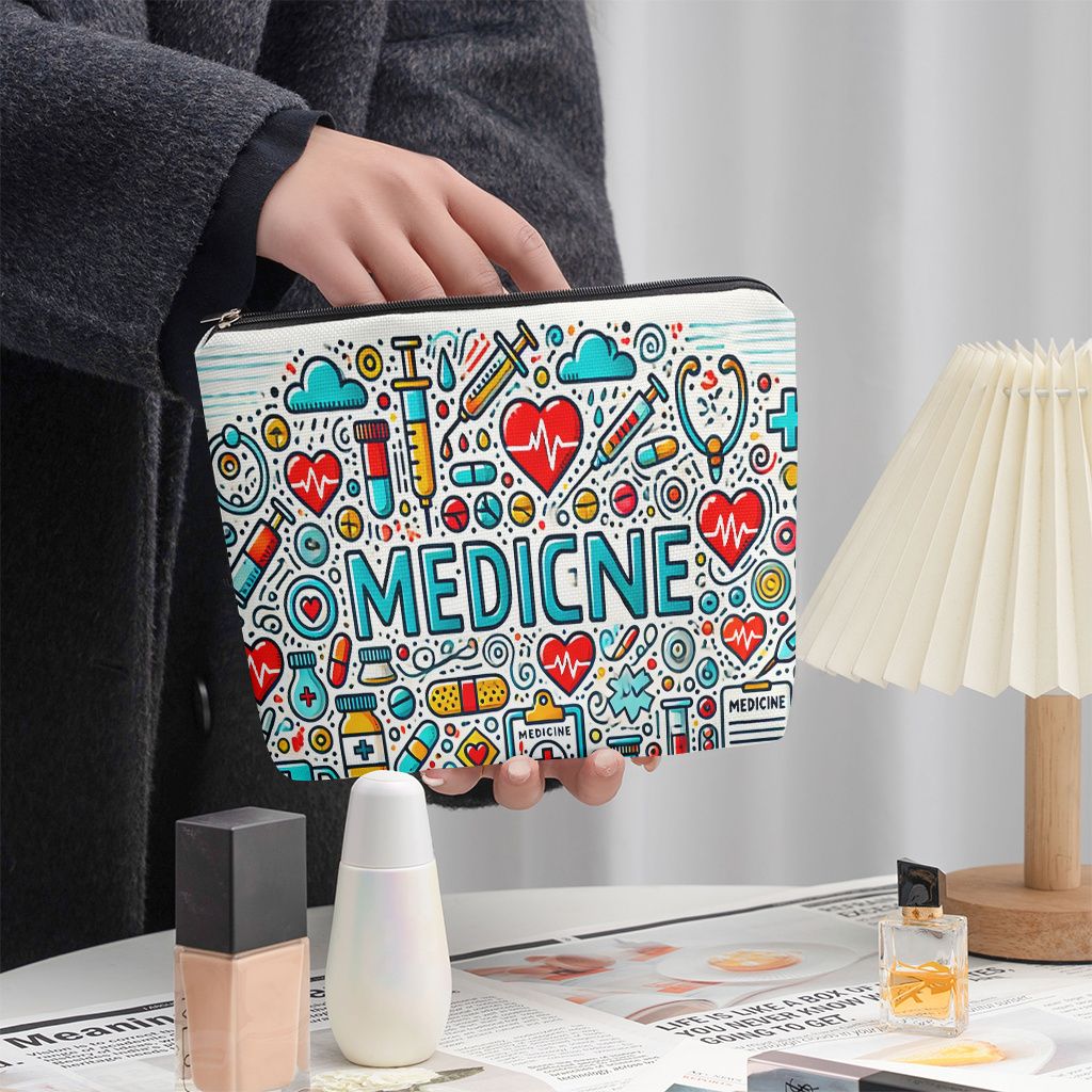 Produktbild von Personalisiertbare Make-up-Tasche – Aus Leinen, 25x17 Cm, Mit Romantischem Design