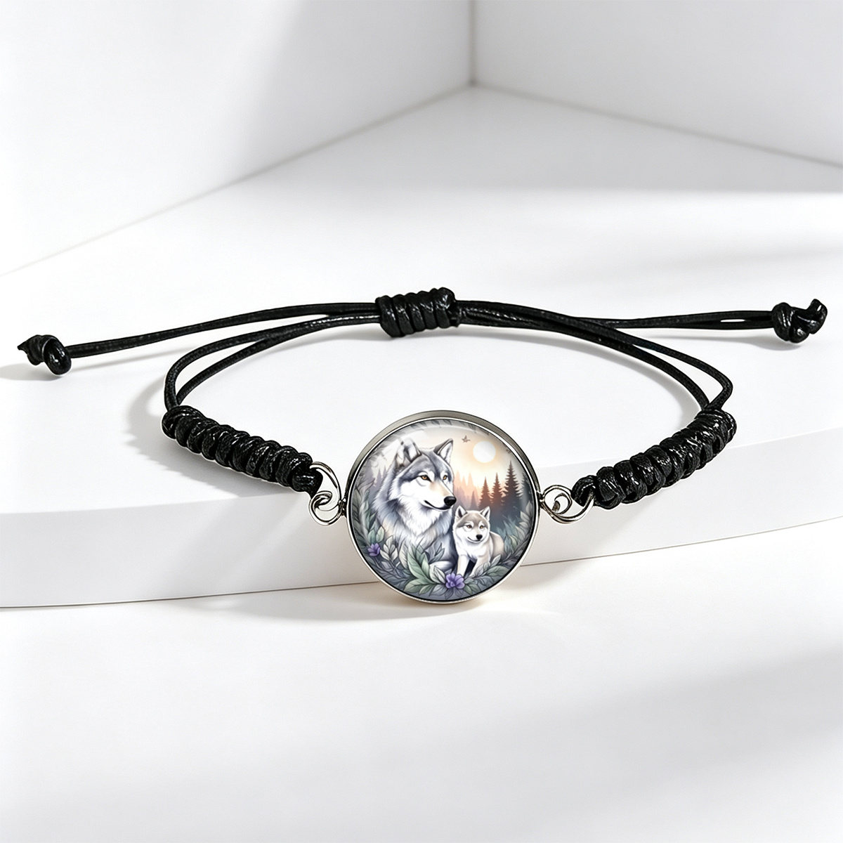 Natural Forest Sunlight Wolf Adjustable Bracelet, Unisex Gift