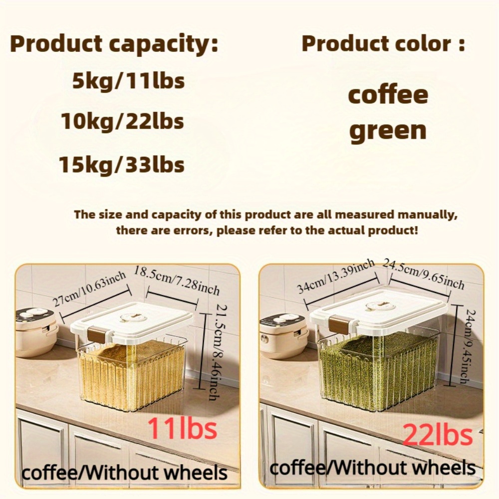 airtight rice dispenser 11 22 33lb capacity moisture resistant food storage container for rice     flours durable pp material easy clean kitchen noodle bucket   sealed rice storage box Product details 6
