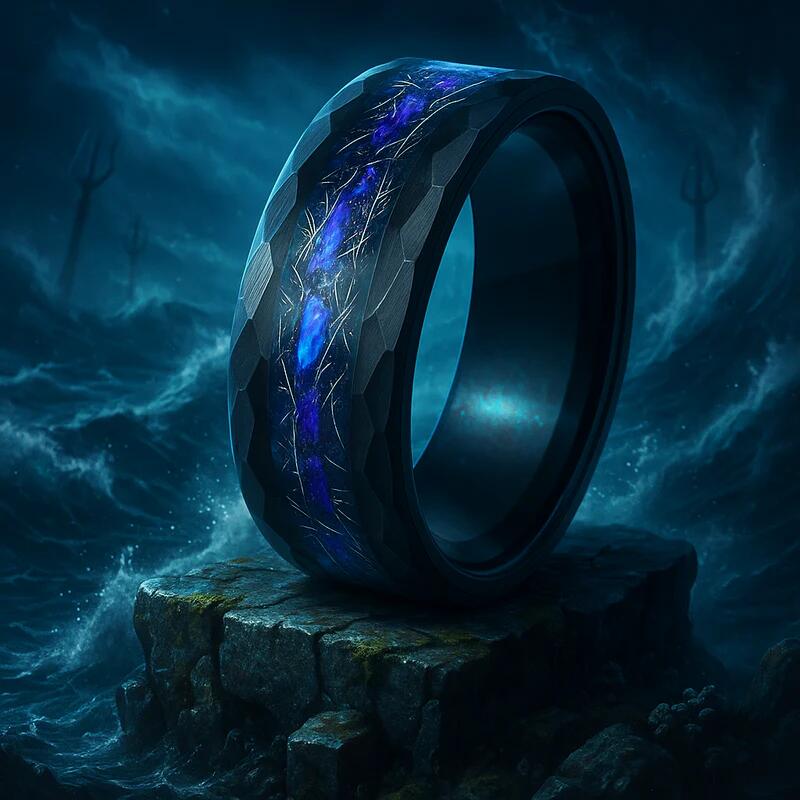 Fashionable Tungsten Steel Ring with Star-Shaped Sequins
