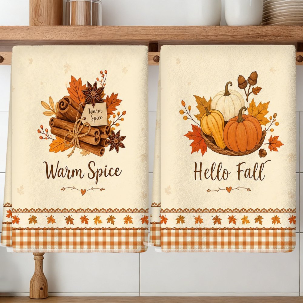 TEMU 2pcs Torchons de Cuisine, Chiffons à Vaisselle et Absorbants en Microfibre pour le Nettoyage, Cadeaux Décoratifs de Pendaison de