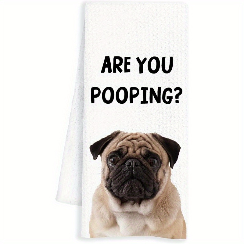 TEMU 1pc 18*26inch Funny Pug Towels, Pug Decor, Funny Hand Towels, Funny Pug Decor, Pug Gifts
