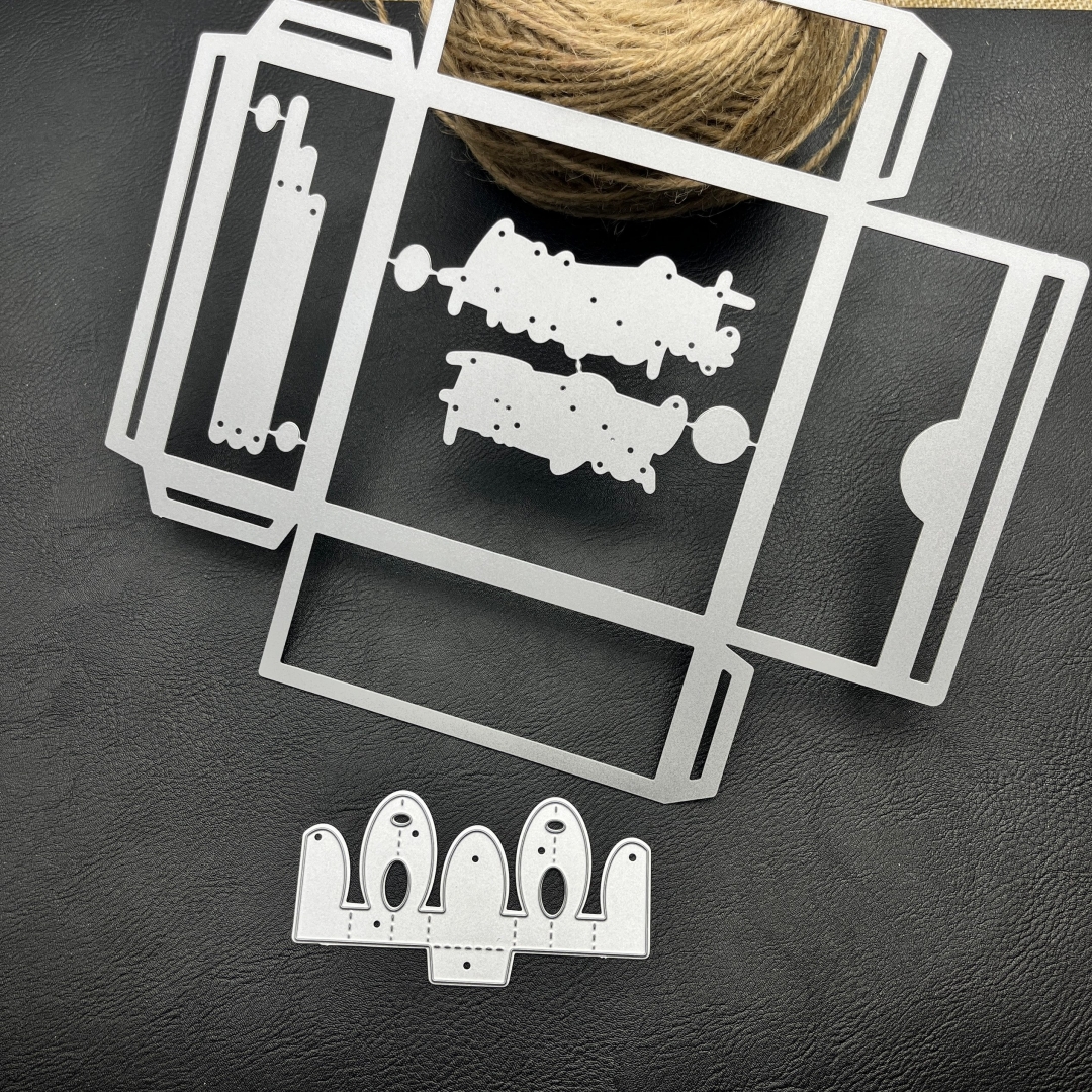 Metal Cutting Dies Large Square Box With Triangle Sleeve 2pcs Die Cuts For Scrapbooking Card Making Diy Paper