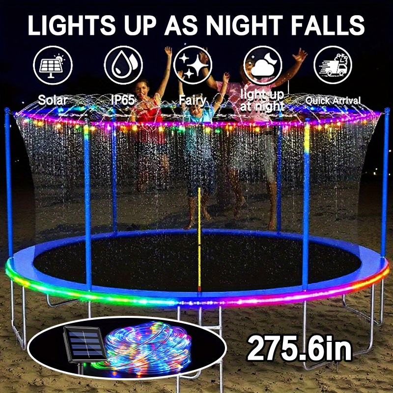 TEMU Solar Powered Led Trampoline Lights Colorful, Outdoor Rope Lights, 8 Lighting , Ip65 Solar Powered Outdoor Lights For 8-16 Feet Trampolines,