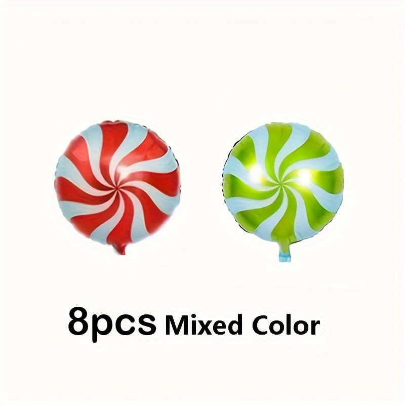 8pcs Candy-themed Foil Balloons - Vibrant Mixed Colors, Perfect For Birthdays, Anniversaries & Weddings - Reusable Aluminum Film Party Decorations, Photo Studio Posing Props Scenery