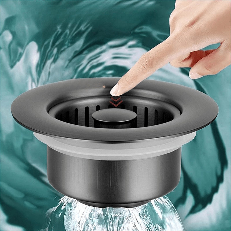 TEMU High-quality Stainless Steel (please Hole Position First) Sink Drain Net, Kitchen Faucet Drain Filter 3-in-1, -304 Stainless Steel Pop-up Sink